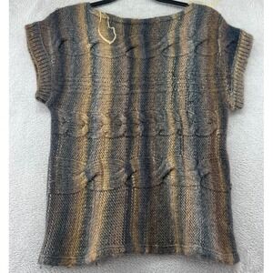 VTG Fioreblu Sweater Womens L Cable Knit Wool Blend Sleeveless Round Neck Italy